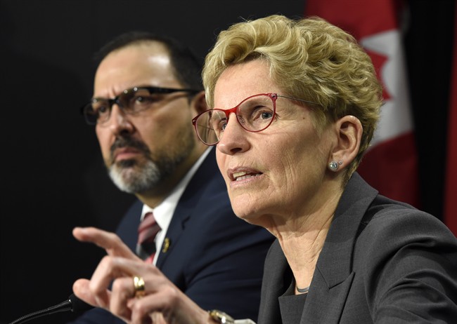 Ontario Energy Minister Glenn Thibeault (L) and Premier Kathleen Wynne.