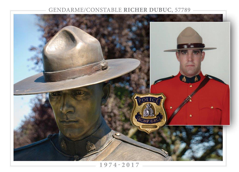 RCMP officer Richer Dubuc was killed in an accident, Monday, March 7, 2017.