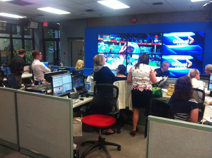 A sneak peek inside the Global Calgary newsroom, watching the Olympics on our monitors.
