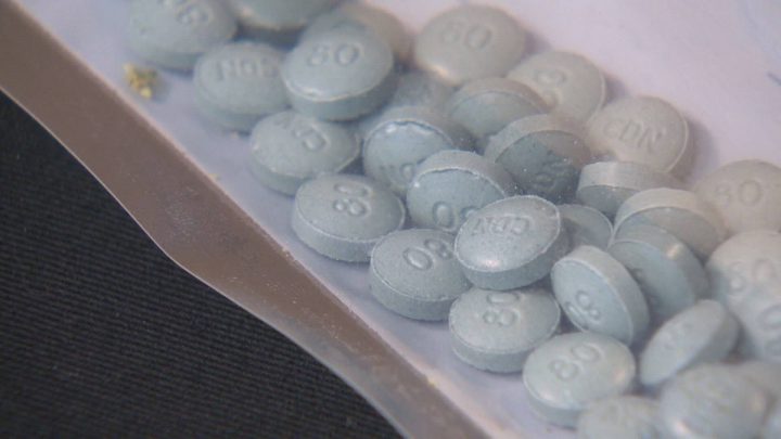 Fentanyl pills are pictured in this file photo. Fentanyl, meth, and cocaine were seized by several units including the Regina Police Service Drug Unit as part of an investigation into drug trafficking in Regina on May 17, 2019.