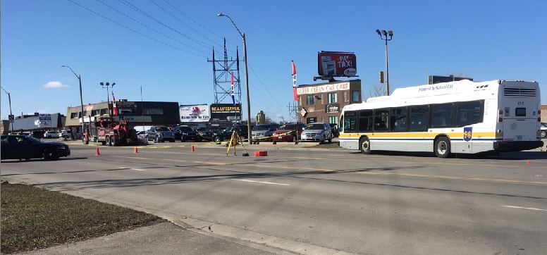 Hamilton Police responded after an elderly woman was hit by an HSR bus.