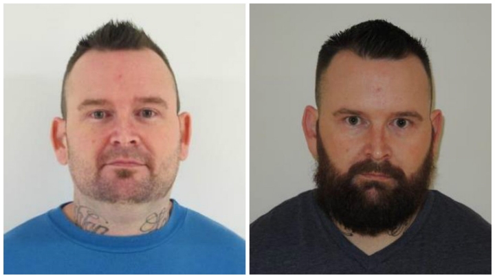 Two photos of James Andrew MacKay are shown. The photo on the right is MacKay with a beard, as he appears as of Wednesday, March 22, 2017.