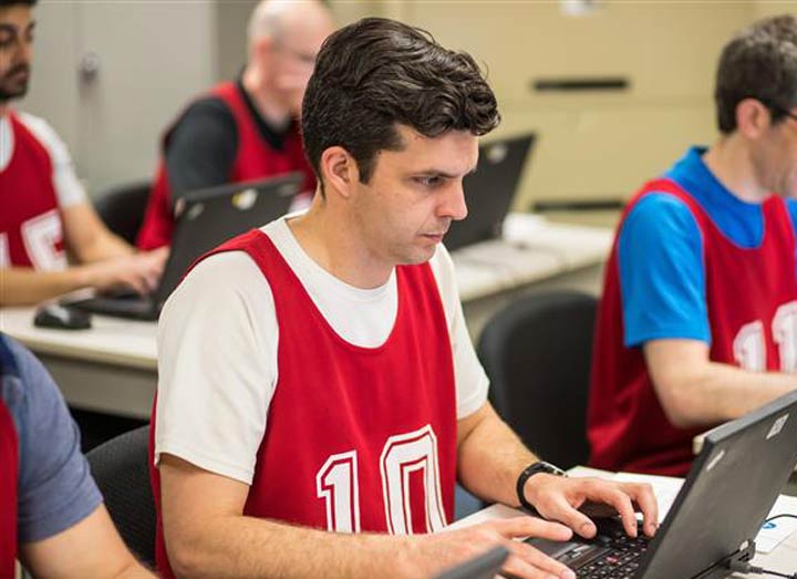 The astronaut candidates during the first series of aptitude tests.