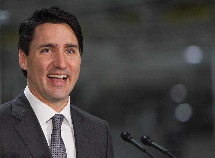 Prime Minister Justin Trudeau speaks at the Ford Essex Engine Plant in Windsor, Ont. on Thursday, March 30, 2017. 