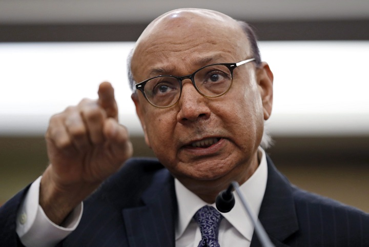 Khizr Khan, a Pakistani-American lawyer and gold star father, speaks on Capitol Hill in Washington, Thursday, Feb. 2, 2017, during a House Democratic forum on President Donald Trump's executive order on immigration. 