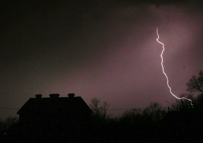 The federal weather agency says conditions are "favourable" for the development of severe thunderstorms that may be capable of producing strong winds, heavy rain and large hail.