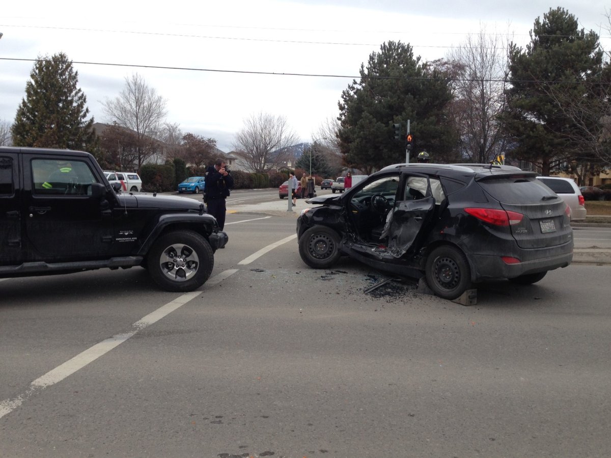 Crash at Kelowna intersection sends both drivers to hospital.