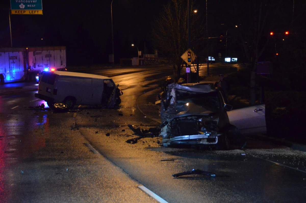 Crews were called to the scene of a crash in Langley Monday night.