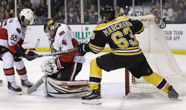 FILE: Brad Marchand is seen in this file photo playing for the Boston Bruins Charles Krupa/AP Photo.