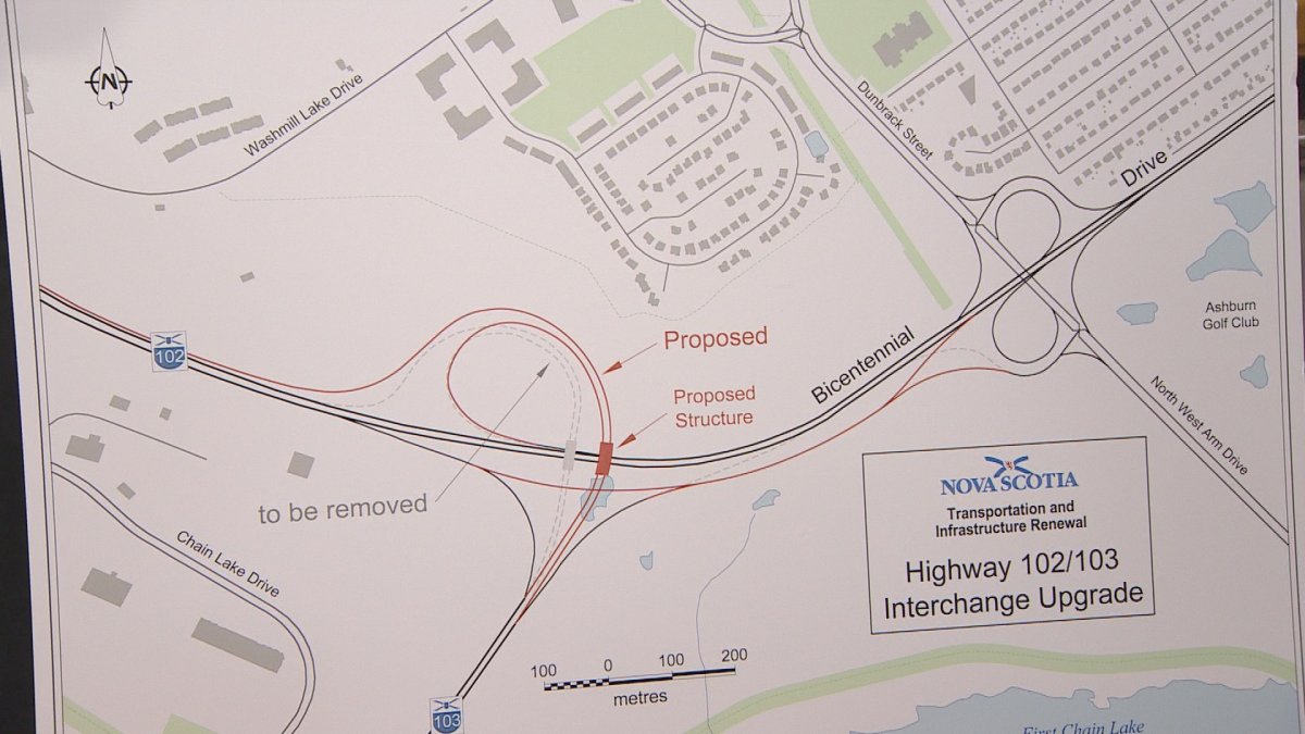A map of the proposed 102/103 interchange replacement project.