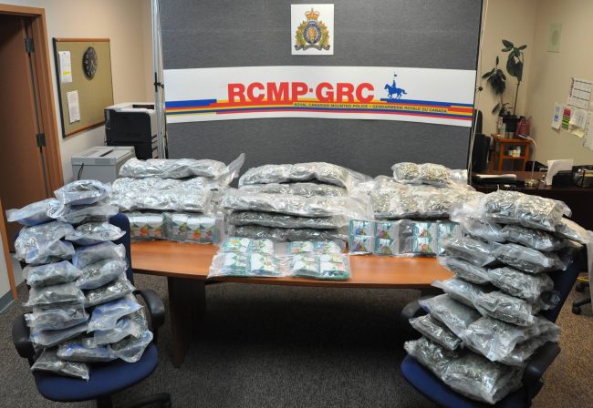 RCMP seize a large quantity of marijuana following a traffic stop near Wabowden, Manitoba.