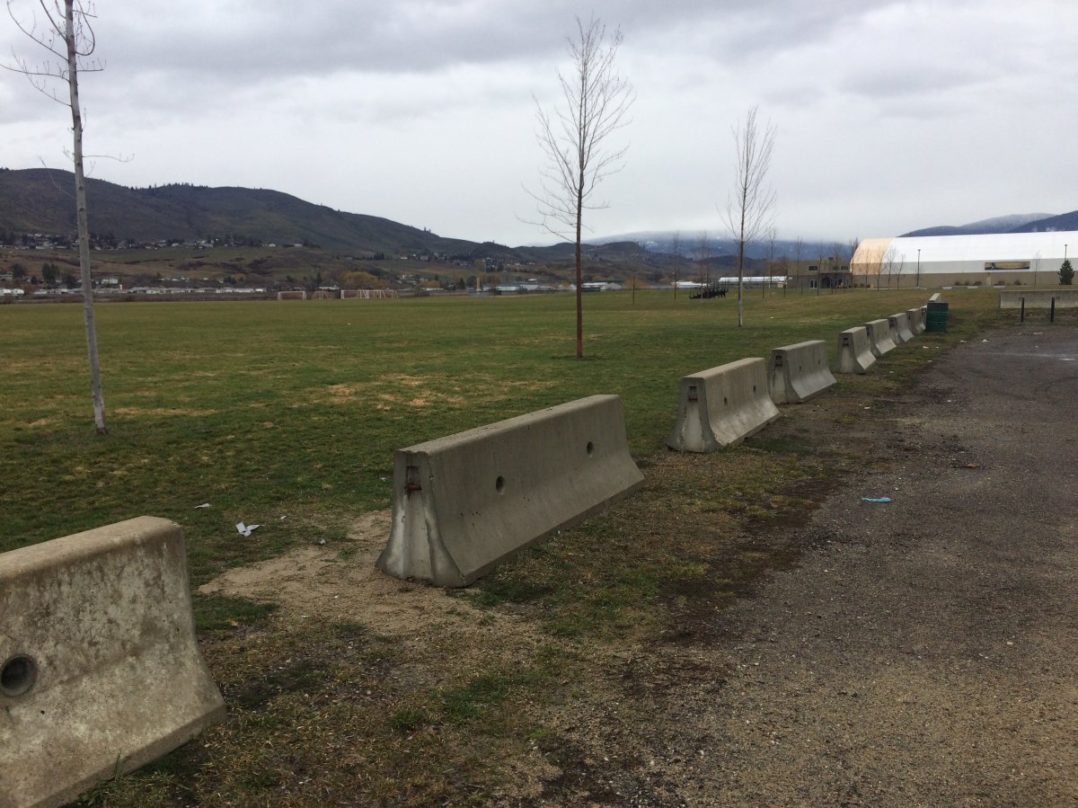 RCMP's bomb unit is called to a Vernon Park after a suspicious looking device is found on one of the concrete barriers in the parking lot.