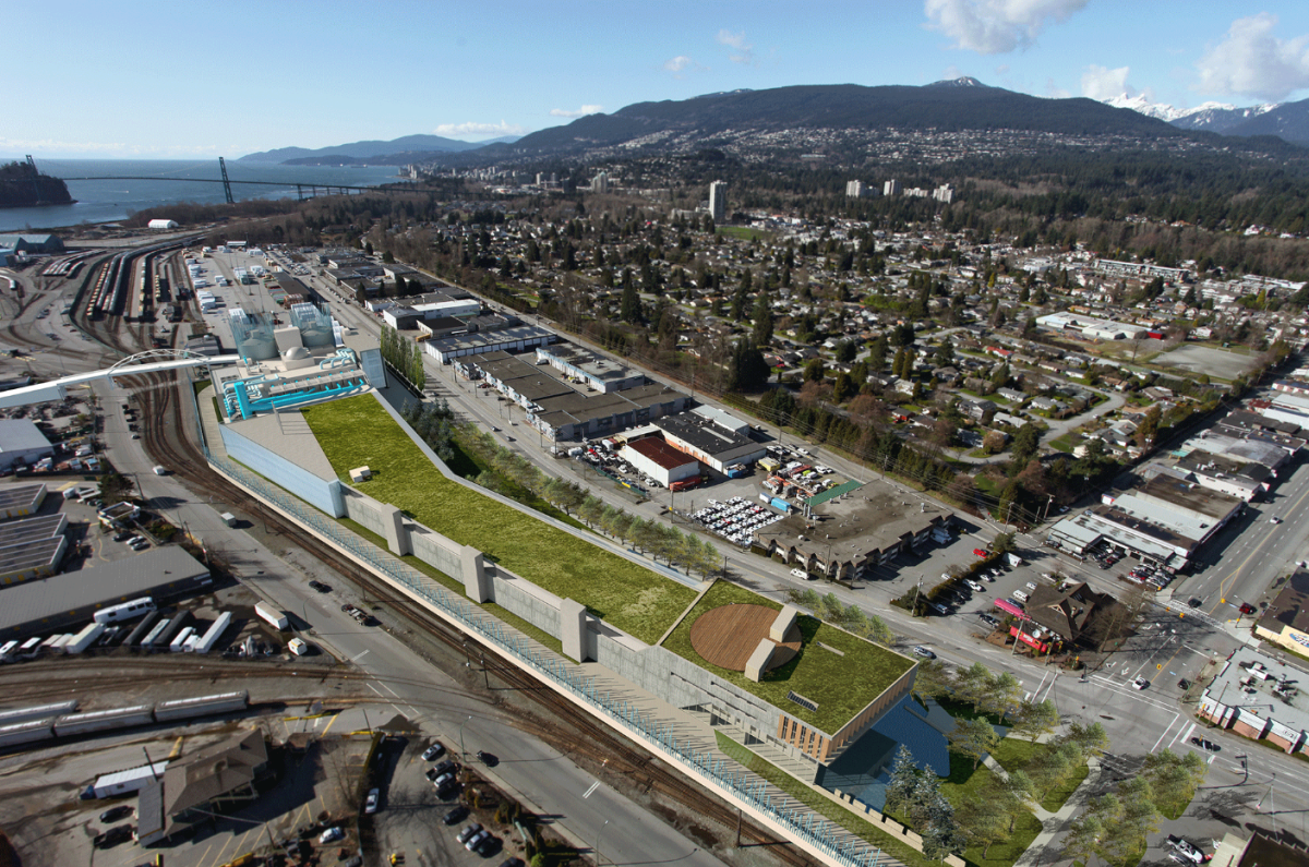 A rendering of the future Lions Gate Secondary Wastewater Treatment Plant in North Vancouver.