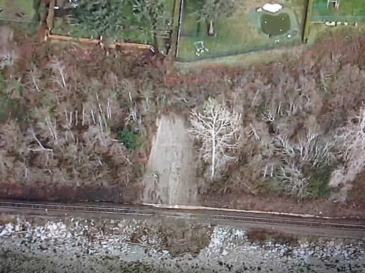 Heavy rains caused a \”slippage\” near White Rock, which halted travel for Amtrak on March 29, 2017.