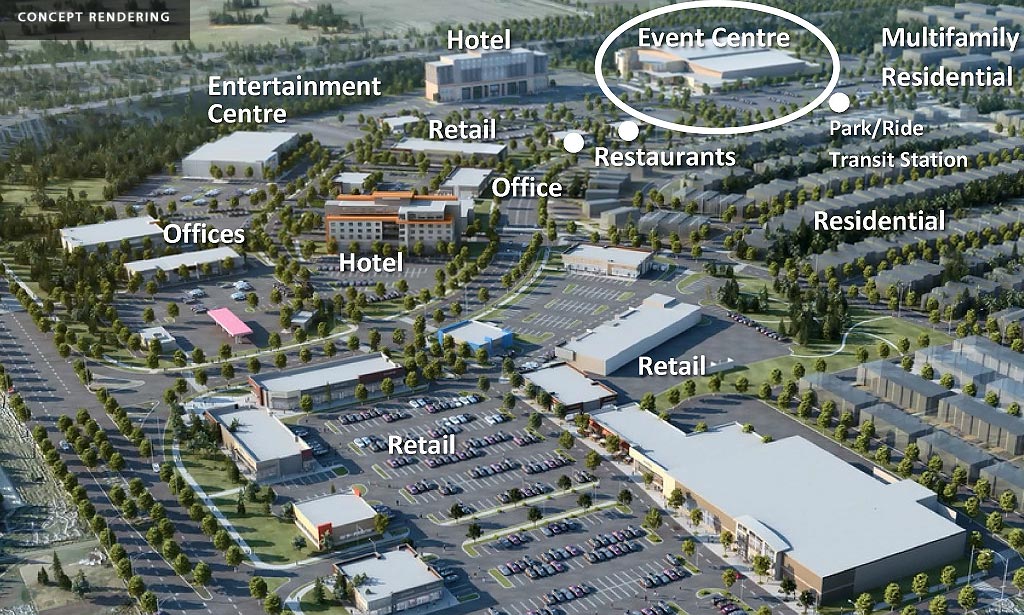 Rendering of the planned “Westwind Centre” 120-acre development by One Properties (WAM) and Beaverbrook Development in Spruce Grove.