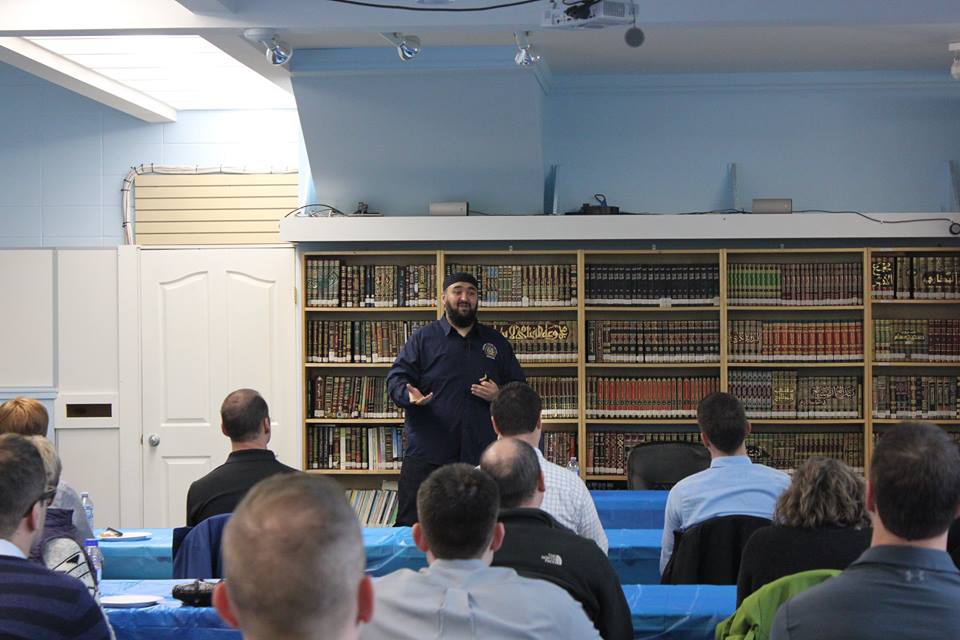 Imam Navaid Aziz is seen here hosting Muslim sensitivity training with the Calgary Police Service. 