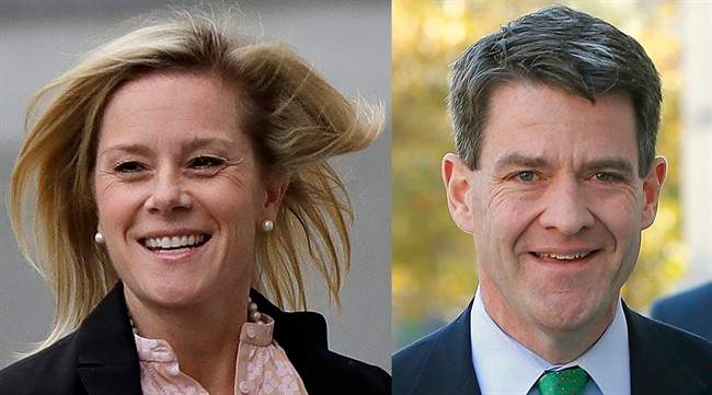 This photo combo shows Bridget Kelly, left, who was New Jersey Gov. Chris Christie's former deputy chief of staff, and Bill Baroni, right, who was Christie's former top appointee at The Port Authority of New York and New Jersey.