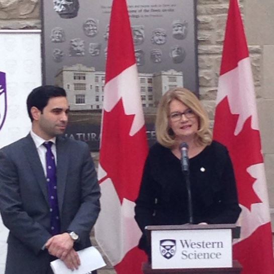 MPs Peter Fragiskatos and Kate Young during a previous funding announcement on March 2, 2017.