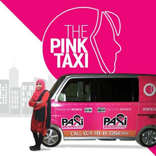One of the women-only Pink Taxis that will drive passengers around Pakistan.
