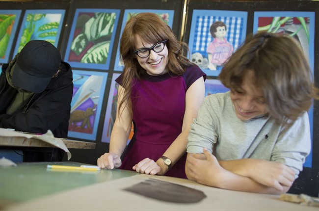 Diana Panton instructs a class of Grade 9 French Immersion students during an art class at Westdale Secondary School in Hamilton on March 23, 2017.