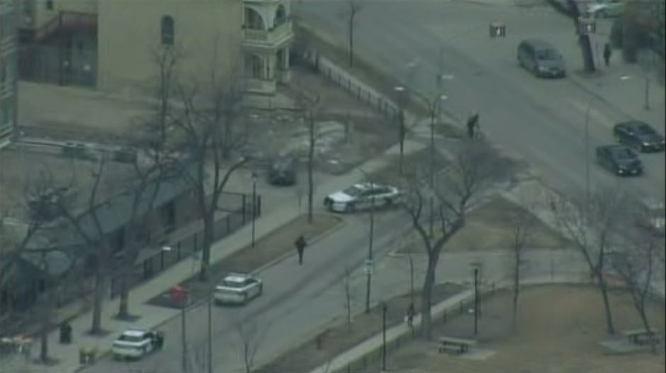 Winnipeg police respond to a shooting and a stabbing in downtown Winnipeg on Wednesday. 