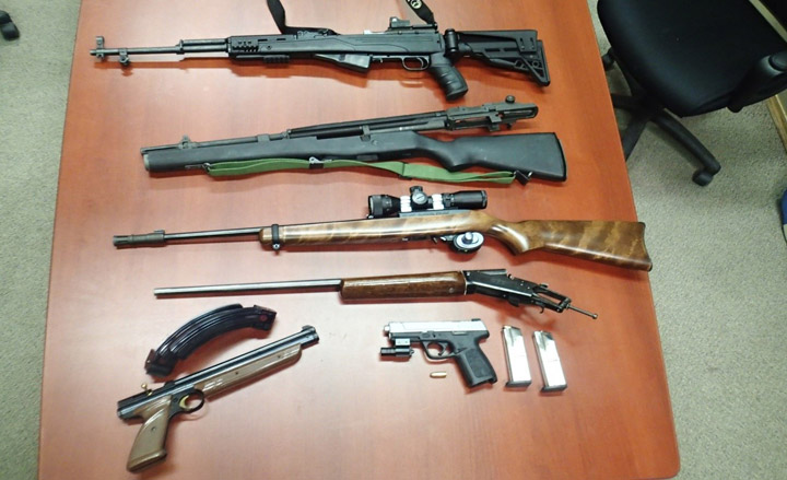 Several weapons, including a pistol, seized by police in Prince Albert, Sask., apartment.