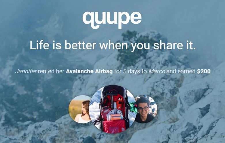 Quupe connects those who have stuff with those who want to borrow the stuff.