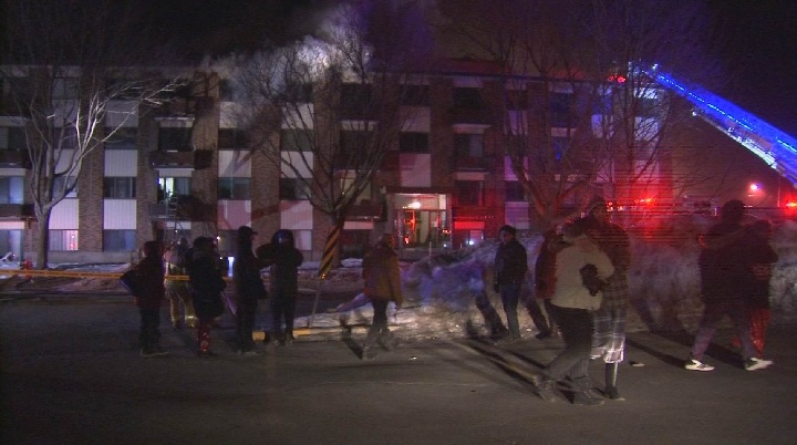 Two residential buildings were evacuated early Saturday morning after a fire broke out in a Repentigny building, forcing 150 people from their homes. Saturday, March 4, 2017.