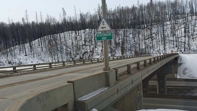 Responders Way includes the bridge over Highway 63 where firefighters and other first responders welcomed home residents one month after the Fort McMurray wildfire. 