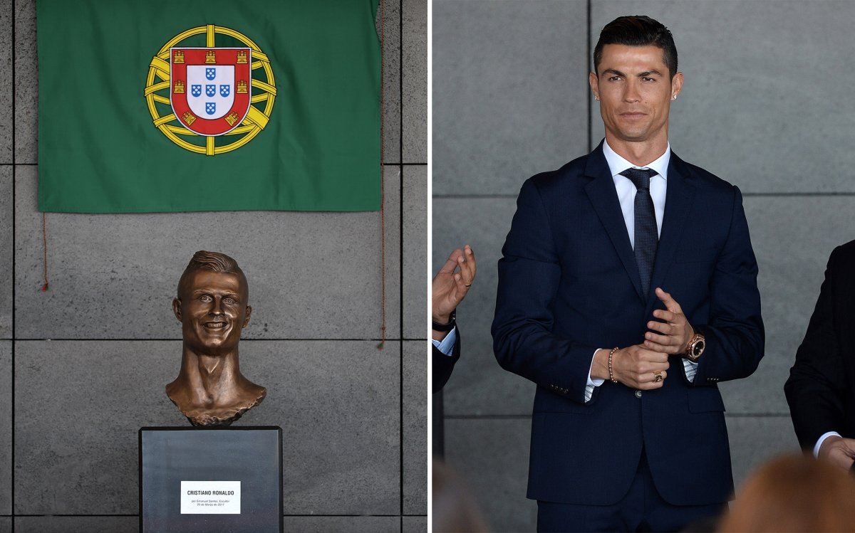 The statue of Cristiano Ronaldo was unveiled at a ceremony at Madeira Airport to rename it Cristiano Ronaldo Airport on March 29 in Santa Cruz, Madeira, Portugal.