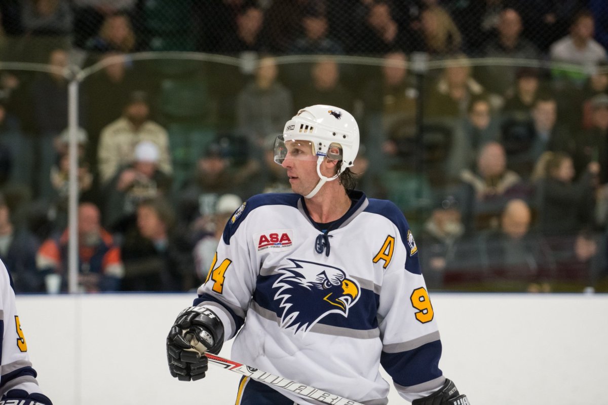 FILE: Ryan Smyth playing for the Stony Plain Eagles at the NAIT arena in Edmonton, Alta. September 16, 2016.