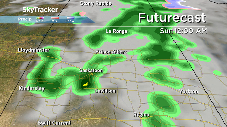 There's a chance of showers Saturday night into Sunday morning in the Saskatoon area.
