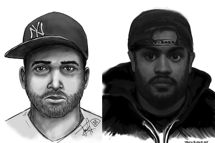 Two composite sketches of sexual assault suspects.