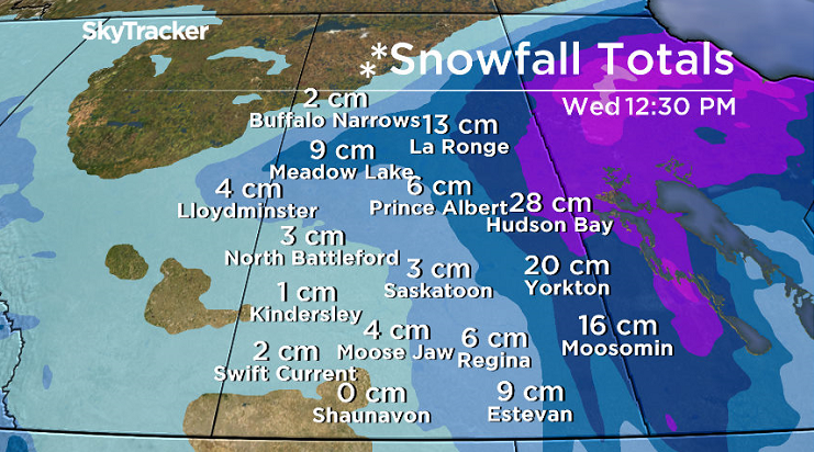 Heaviest snow is expected in eastern Saskatchewan.