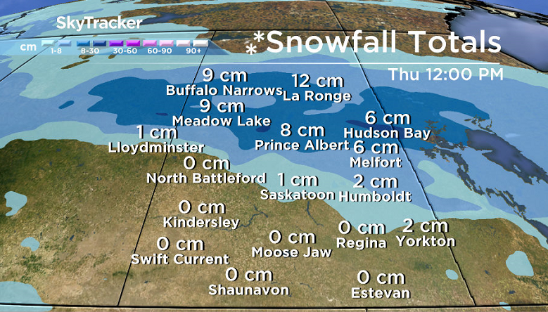 Heaviest snowfall from this system is expected to fall in northern Saskatchewan.