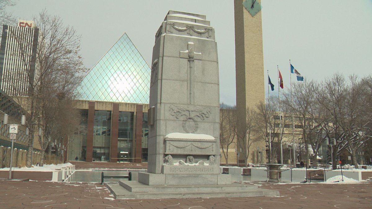 Edmonton cenotaph in Churchill Square.