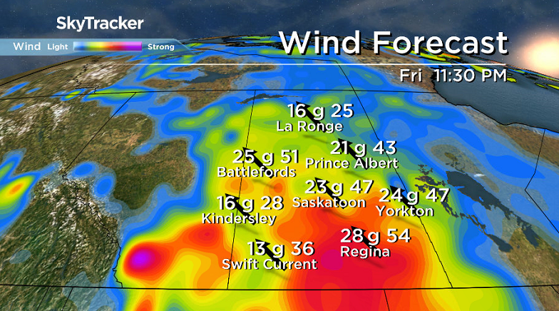 Winds will pick up to gusts upwards of 40 to 50 km/h Friday night in Saskatoon.