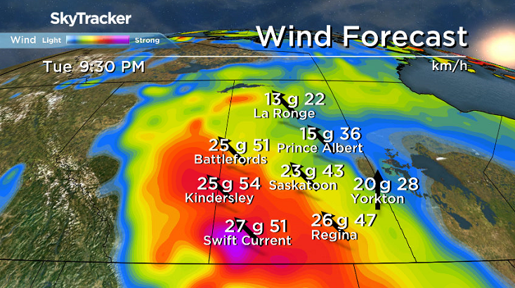 Winds pick up through the day and into the evening on Tuesday.