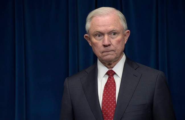 Attorney General Jeff Sessions waits to make a statement at the U.S. Customs and Border Protection office in Washington, March 10, 2017.
