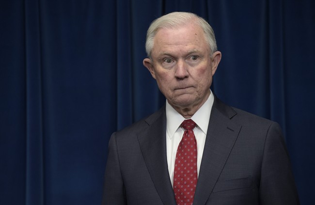 Attorney General Jeff Sessions waits to make a statement at the U.S. Customs and Border Protection office in Washington, March 10, 2017.
