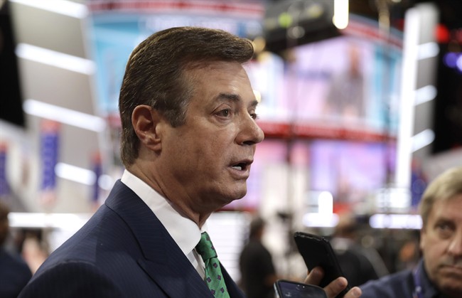 FILE - In this July 17, 2016, file photo, then-Trump campaign chairman Paul Manafort talks to reporters. Financial records newly obtained by The Associated Press confirm that at least $1.2 million in payments listed in the ledger next to Manafort's name were actually received by his consulting firm in the United States.