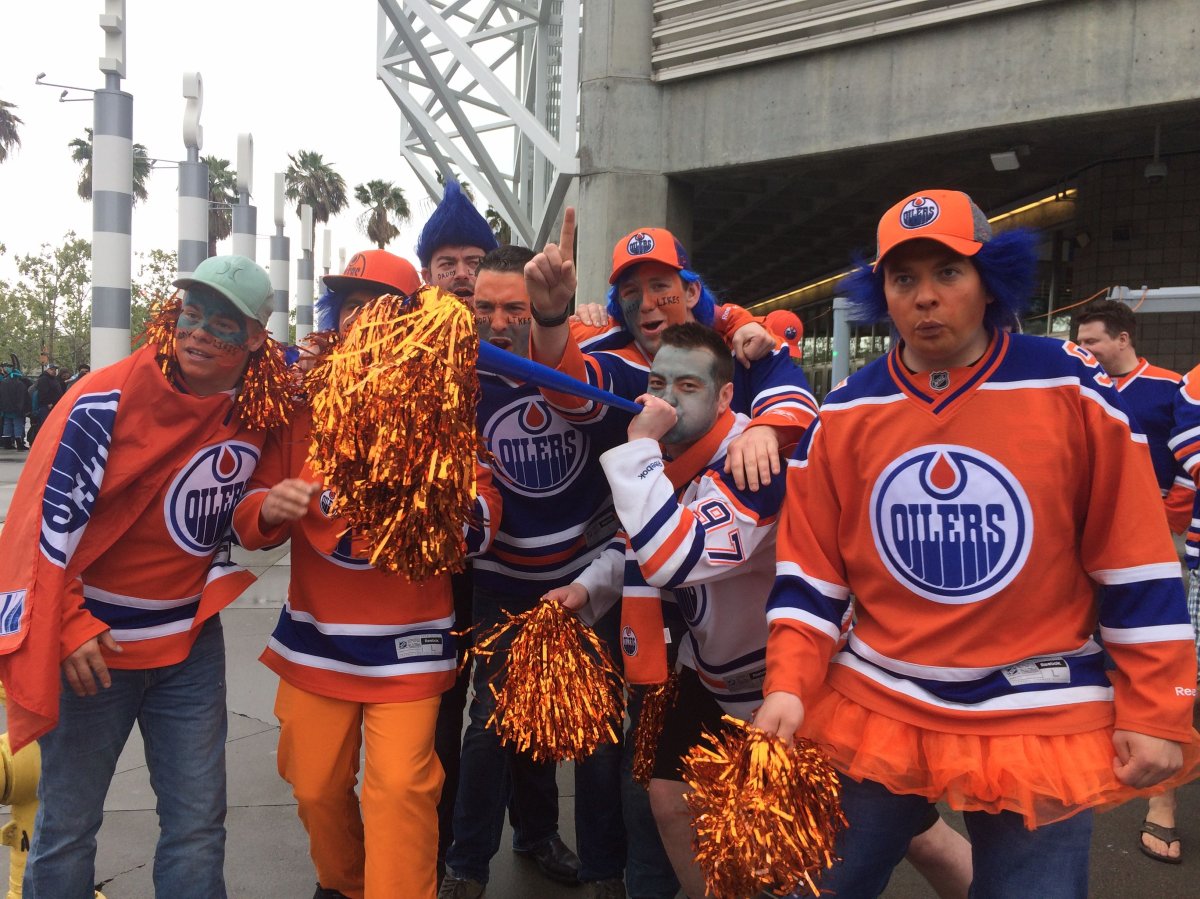 Edmonton Oilers fans flock to San Jose to cheer their team to 1-0 win over the Sharks on Sunday, April 16, 2017.