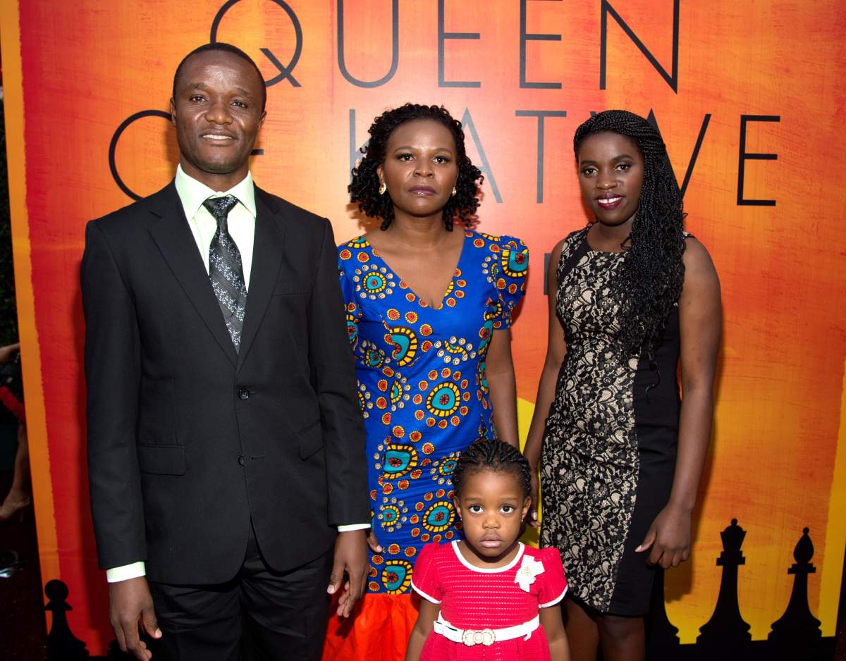 Robert Katende, Phiona Mutesi and family at the “Queen of Katwe” film premiere on Sept. 20, 2016.