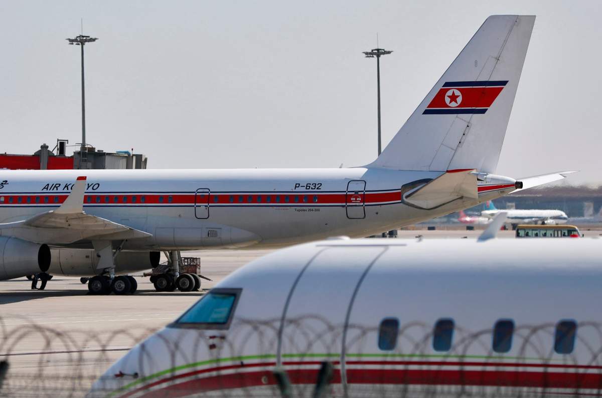 A view of a North Korea\’s Air Koryo plane parked at Terminal 2 of the Beijing Capital Airport, in Beijing, China, on March 7, 2017.