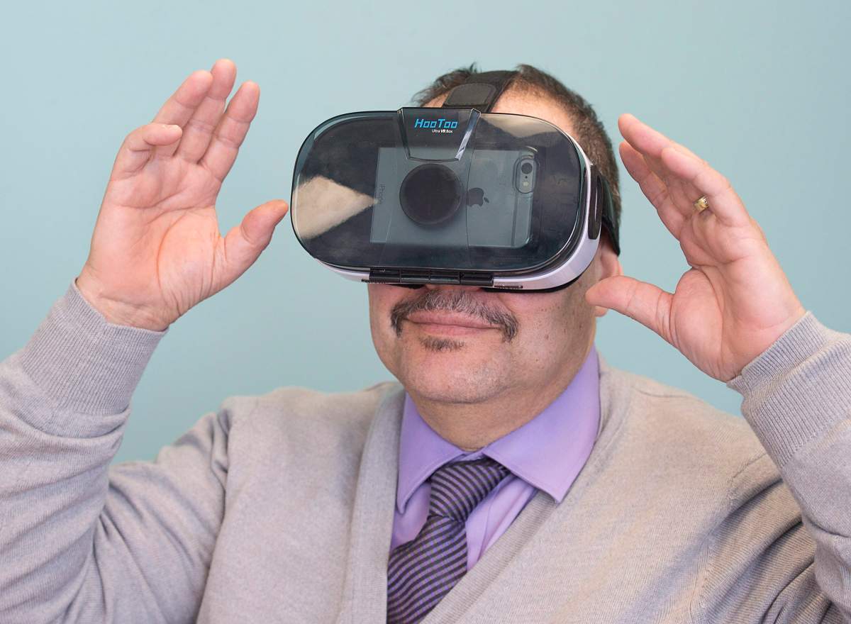 Gerry Morrison displays a virtual reality headset in Halifax on Thursday, March 30, 2017.