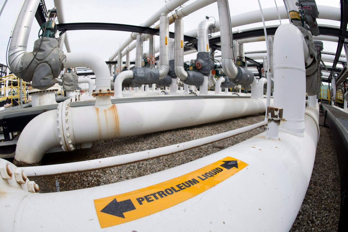 Pipes are seen at the Kinder Morgan Trans Mountain facility in Edmonton, Alta., Thursday, April 6, 2017.