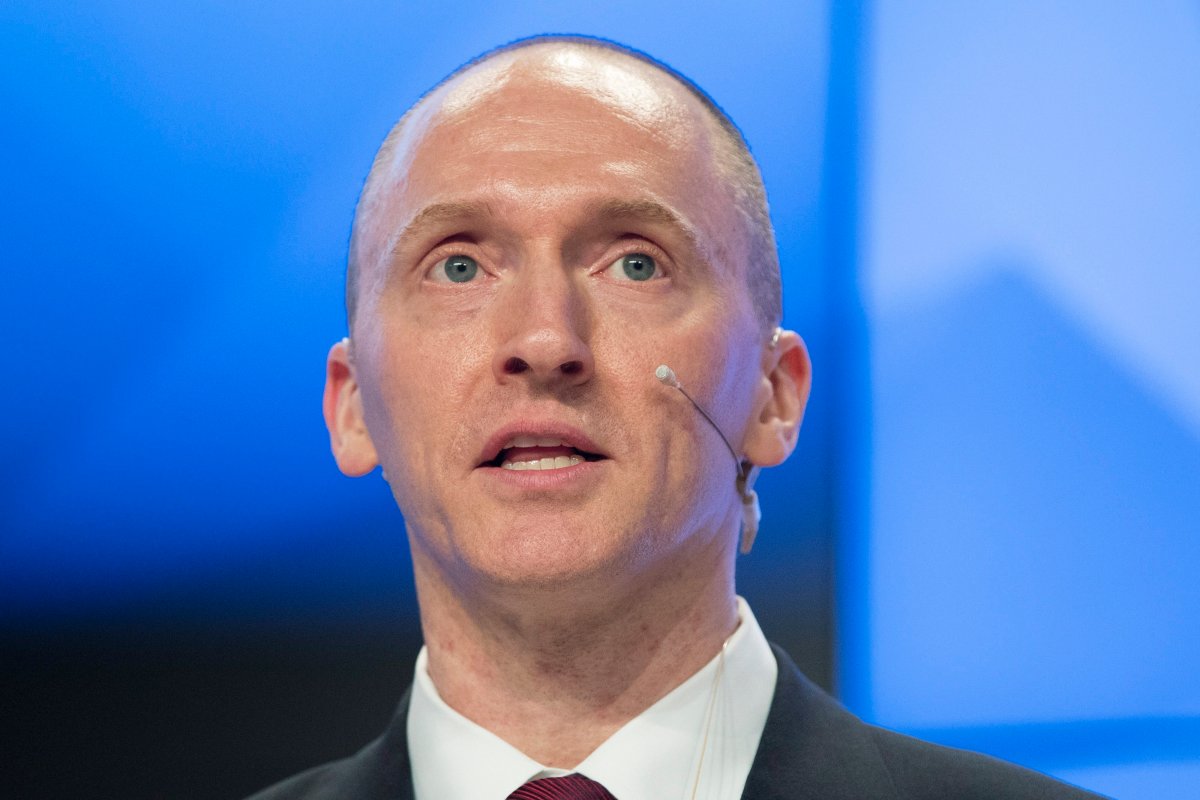 In this Dec. 12, 2016, file photo, Carter Page, a former foreign policy adviser of U.S. President Donald Trump, speaks at a news conference at RIA Novosti news agency in Moscow, Russia. 