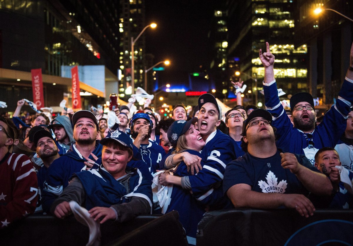 A massive tailgate party in Maple Leaf Square on Wednesday night will cater to fans of the Maple Leafs, Raptors and Toronto FC.