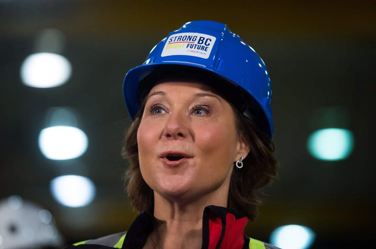 Liberal Leader Christy Clark speaks during a campaign stop at StructureCraft Builders in Delta, B.C., on Monday April 24, 2017.