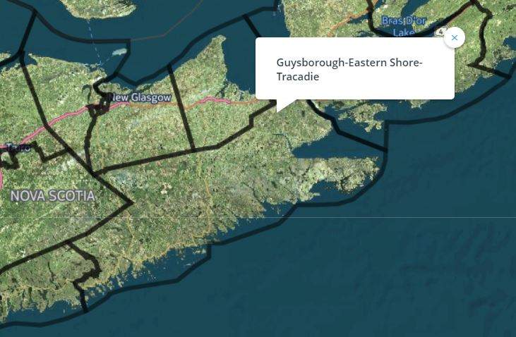 The riding of Guysborough-Eastern Shore-Tracadie.
